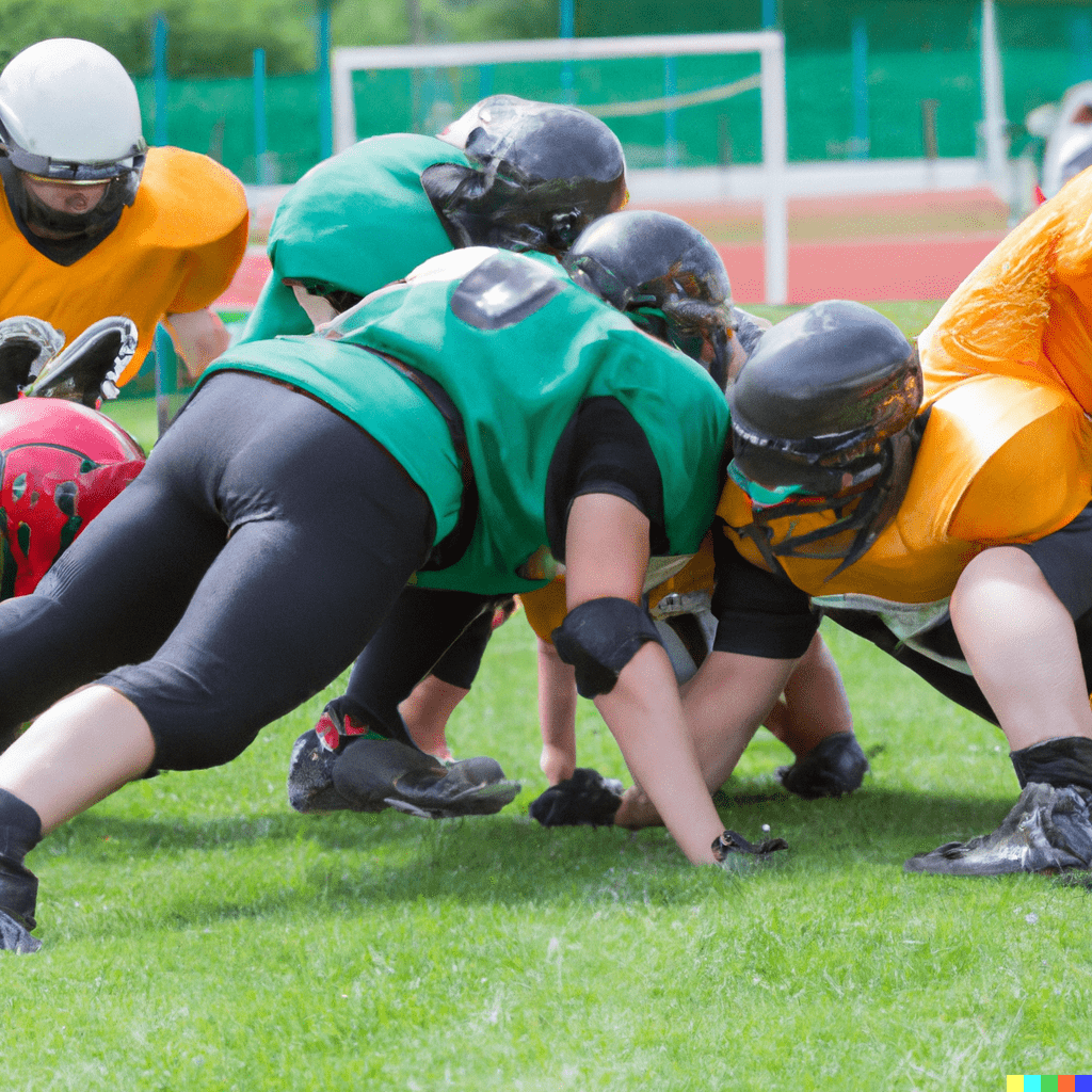 American football player group tackle