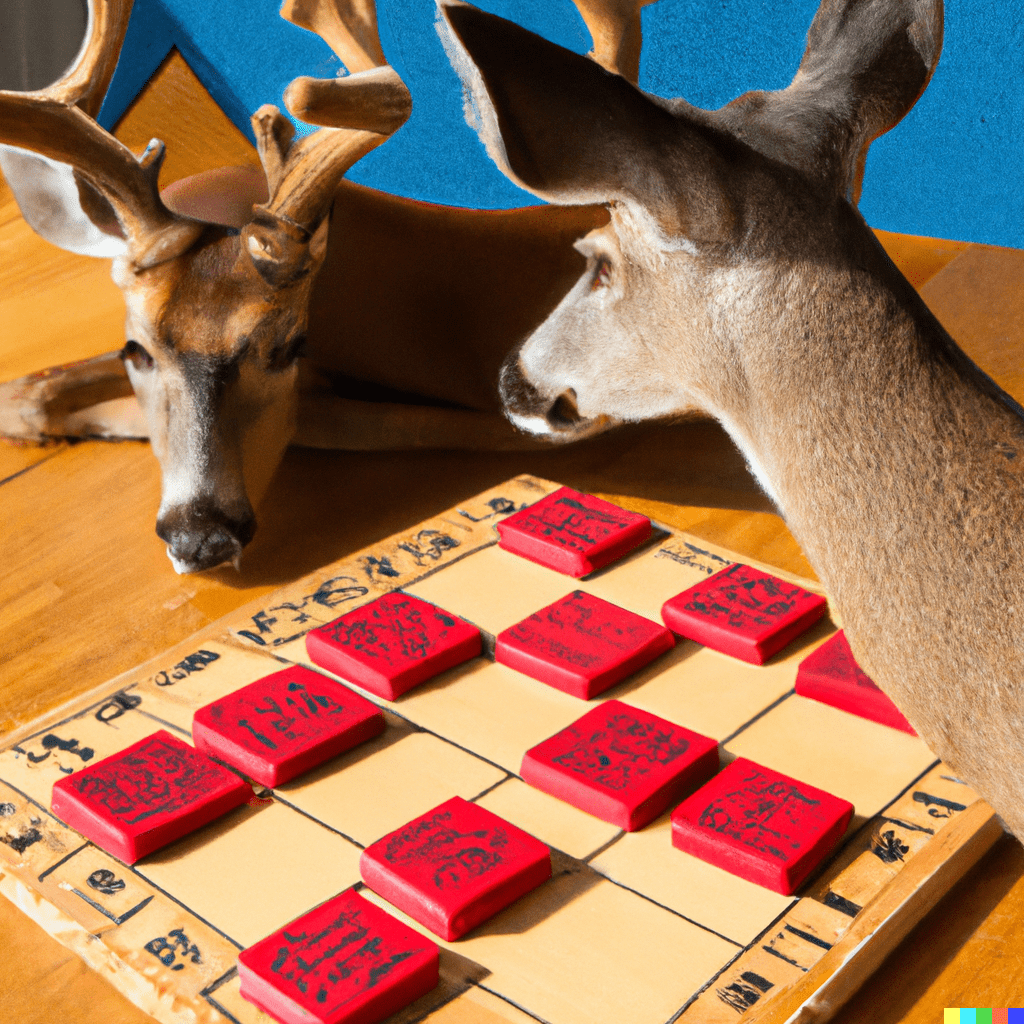 deer playing a board game