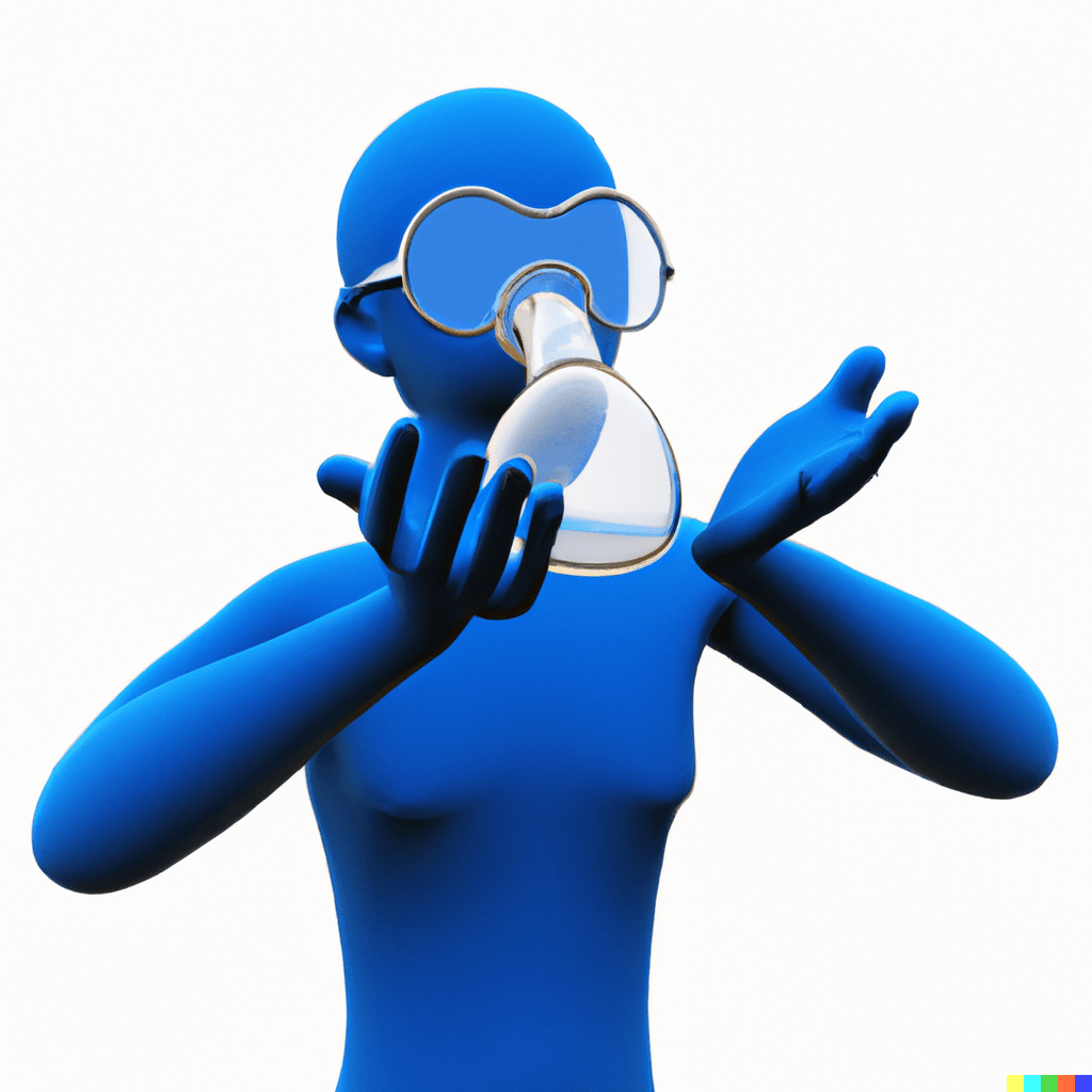 blue person holding breath under water