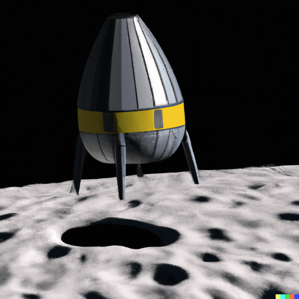 a space capsule landing on the moon