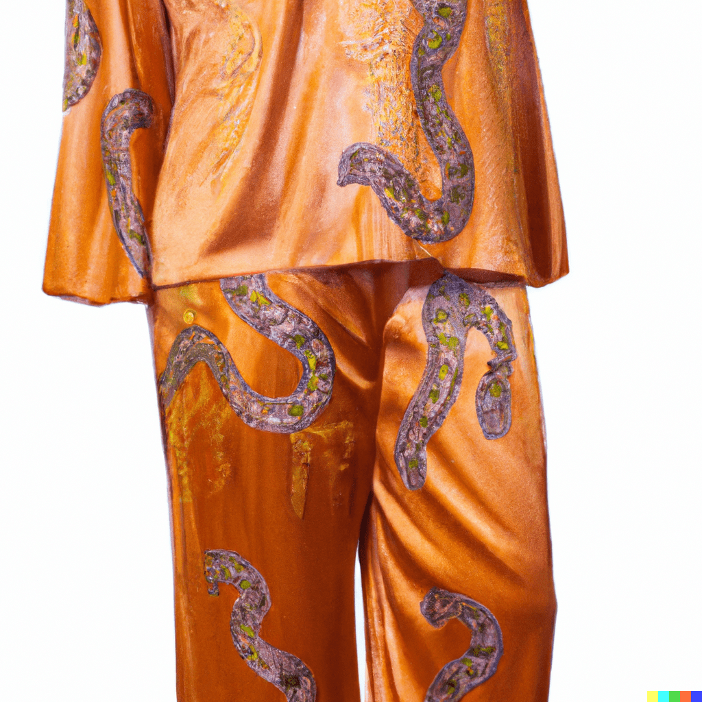 women's satin pajamas with a serpent design