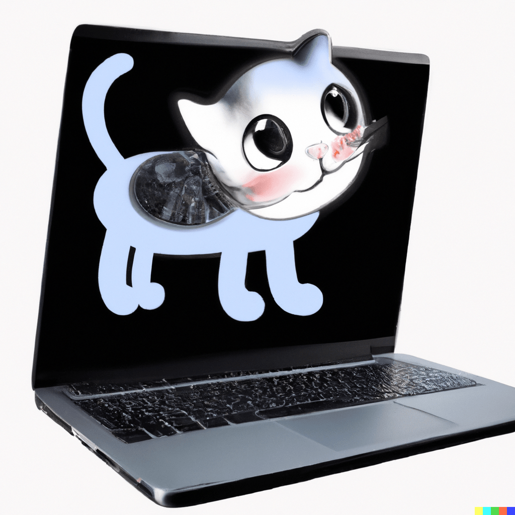 a laptop with a picture of a cat