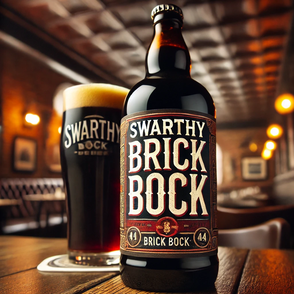 image of a made up beer called Swarthy Brick Bock