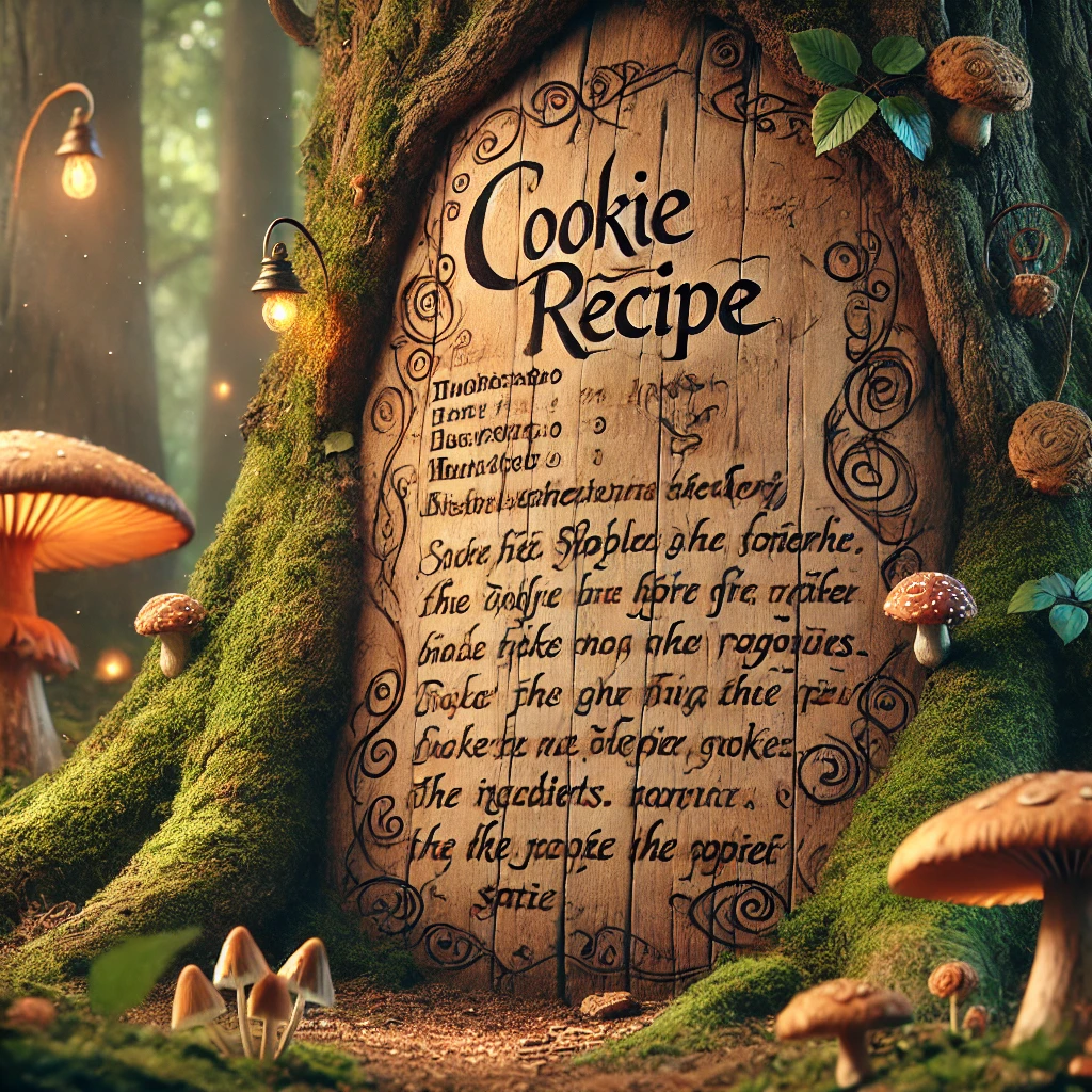 image of a cookie recipe on the side of a tree