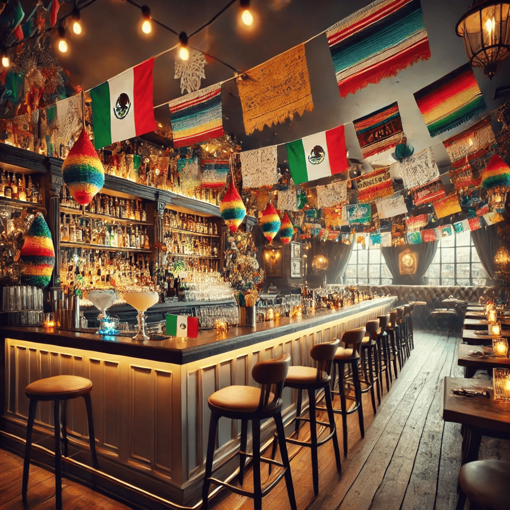 a scene at an empty bar on cinco de mayo