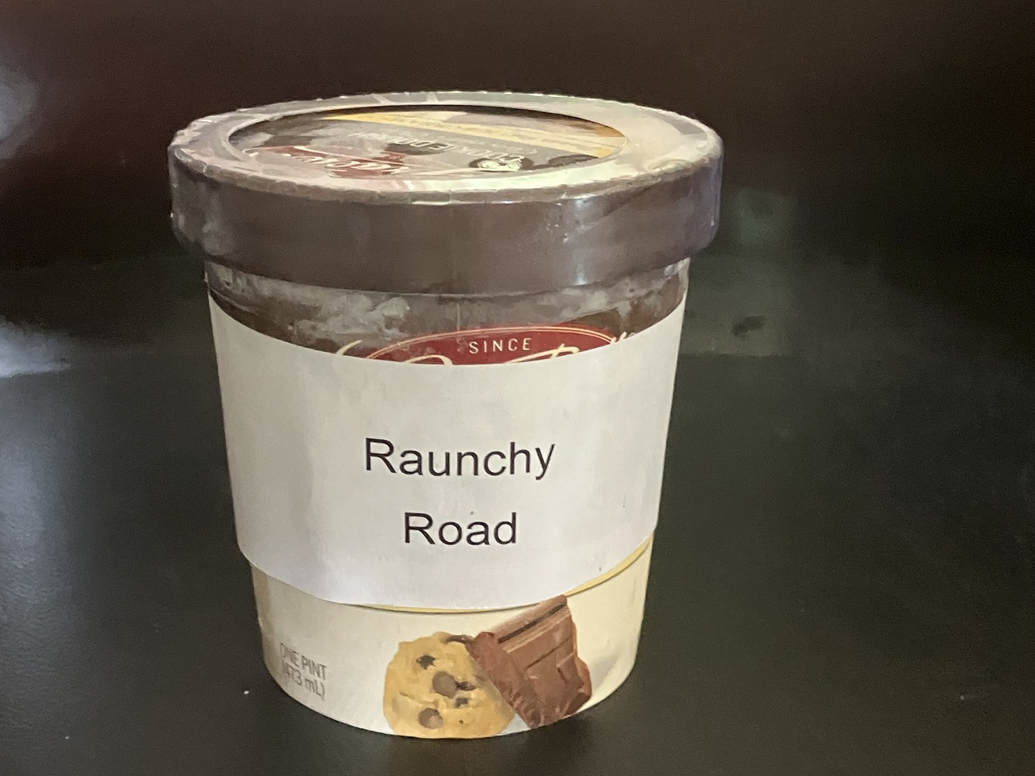 Container of Raunchy Road ice cream