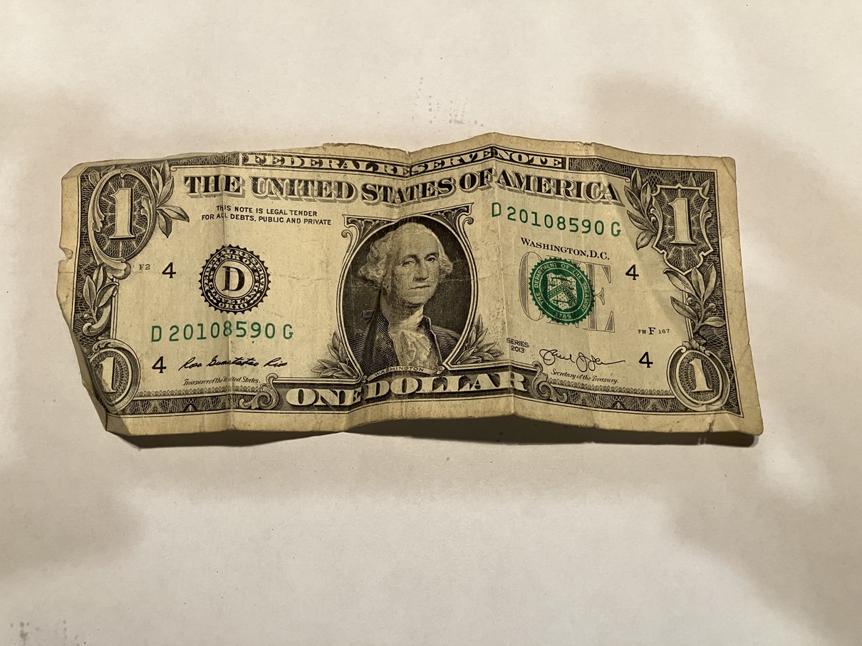 a one dollar bill