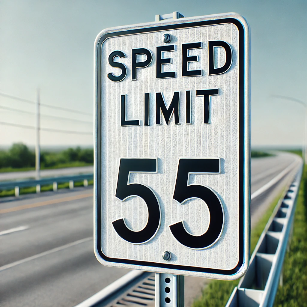 a 'speed limit 55' sign