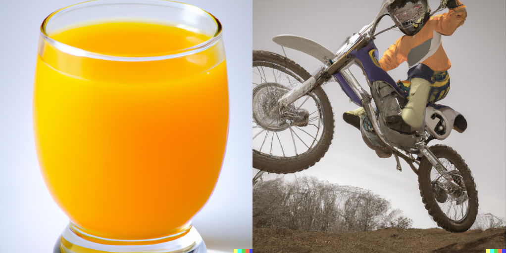 orange juice and motorcycle